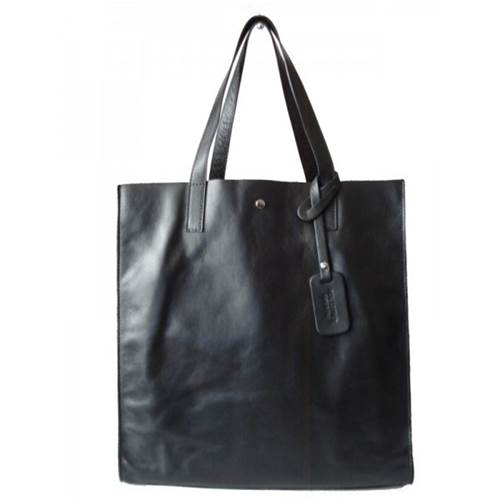 Vera Pelle Shopper Bag Genuine Leather A4 Noir