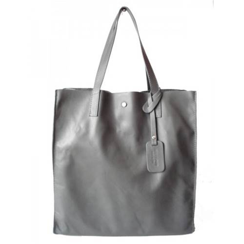 Vera Pelle Shopper Bag Genuine Leather A4 Gris