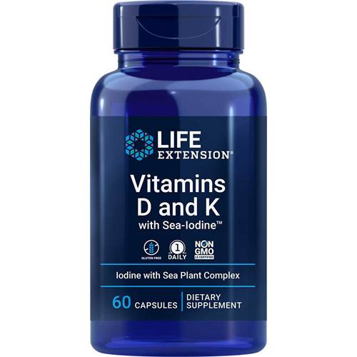 Life Extension Vitamins D And K With Sea Iodine Bleu marine