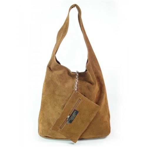 Vera Pelle Zamsz Shopper Bag XL A4 Camel Marron