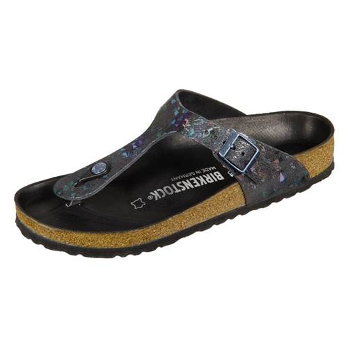 Birkenstock Gizeh Hex Metallic Black Natural Leather Spotted 1005678