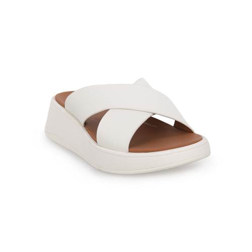 fitflop F Mode Leather Platform Cross Creme