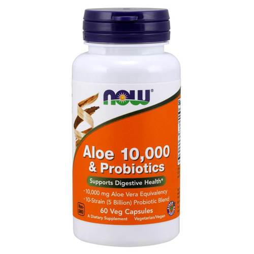 NOW Foods Aloe 10.000 and Probiotics Orange,Blanc